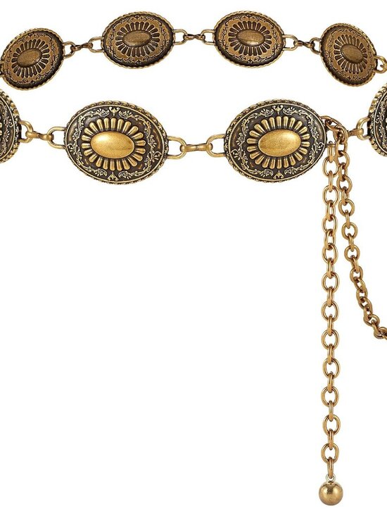 Accessories - Western Concho Belt for Women – Gold Chain Cowgirl Boho Belt for Dresses, Jeans